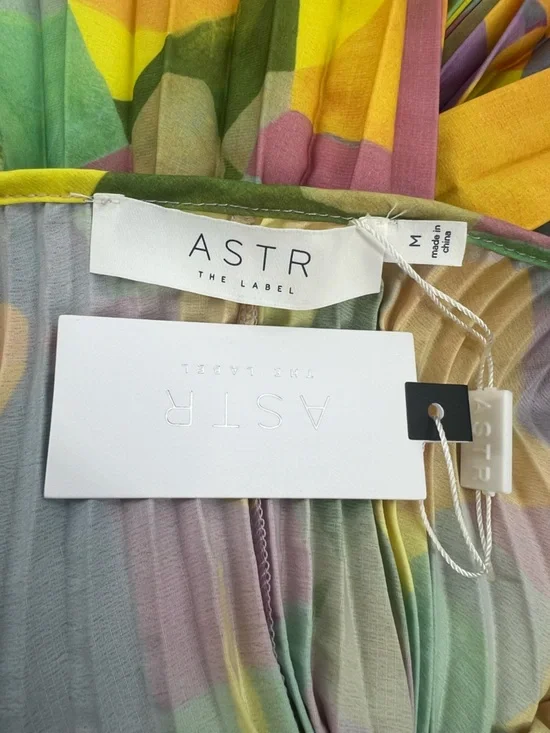 NWT ASTR the Label Blythe Floral Midi Dress yellow lilac abstract Sz M - Picture 8 of 11